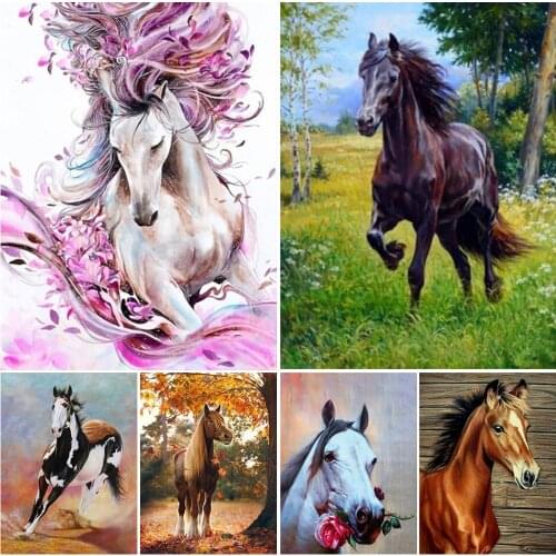 DIY 5D Diamond Painting Full Square Horse Cross Stitch Diamond Embroidery Animal Diamond Mosaic Picture Rhinestones Decor Gift