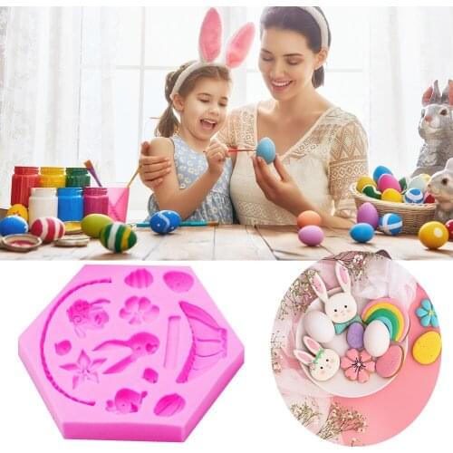 DIY Easter Bunny Egg Chocolate Mold Silicone Fondant Cake Mould Baking Cake Make Tool Kitchen Accessories