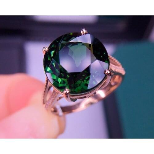 E719 Tourmaline Ring Fine Jewelry Solid 18K Gold Nature Green Tourmaline Gemstones 7.8ct Diamonds Rings for Women Fine Present