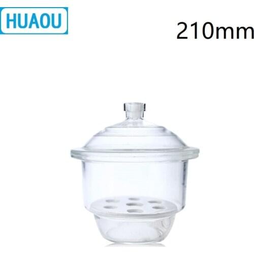 HUAOU 210mm Desiccator with Porcelain Plate Clear Glass Laboratory Drying Equipment