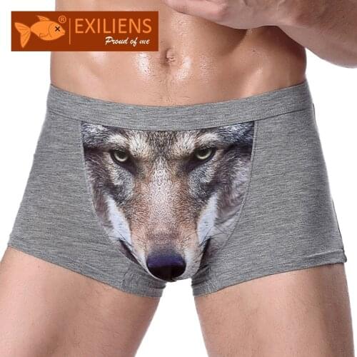 EXILIENS New Funny Mens Underwear Boxers Brand Modal 3D Cartoon Boxer For Men Cueca Masculina Boxershorts Hombre Size L-3XL 1210