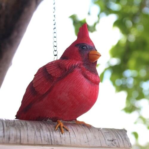 Hot Resin Tree Decoration Garden Hanging Figurines Outdoor Red Bird Statue WIth Hook Up Home Garden For Christmas JSYS