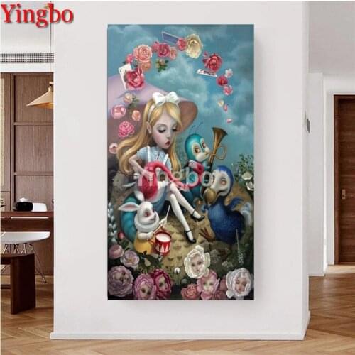 Cartoon Girl In Wonderland painting Full Square/Round Mosaic Diamond Embroidery Beads 5d diy Diamond Painting Inlay Handwork