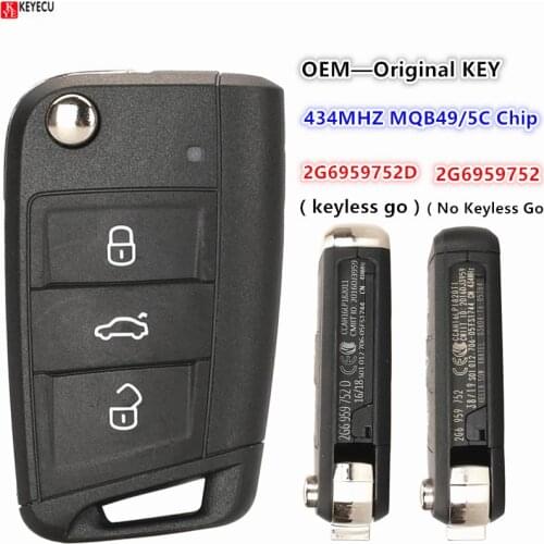 KEYECU OEM 3BT Keyless Fob 433MHz 5C/MQB49 Remote Car Key for Volkswagen VW POLO 2019+ SKODA GOLF SEAT 2G6959752 /2G6959752D