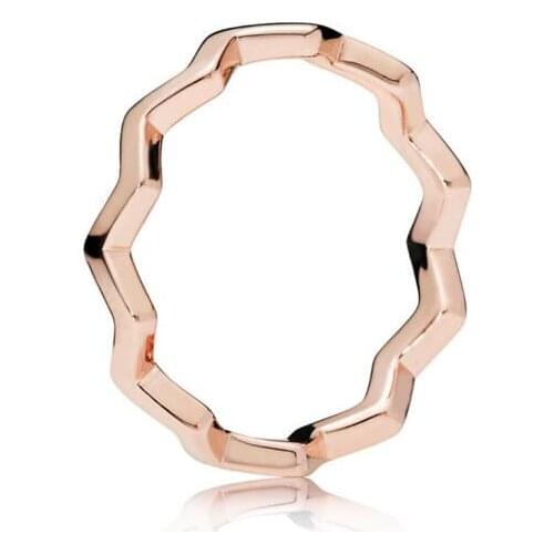 High Quality 925 Sterling Silver Pan Ring Rose Gold Timeless Zig Zag Rings For Women Wedding Party Gift Fashion Jewelry