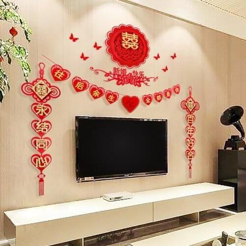 Bedroom creative romantic garland women background wall new house wedding room layout set