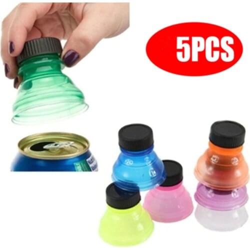 5Pcs Can Convert Soda Savers Toppers Reusable Bottle Cap Drink Lids Opener Resealable Tops for 12 oz or 16 oz aluminium cans