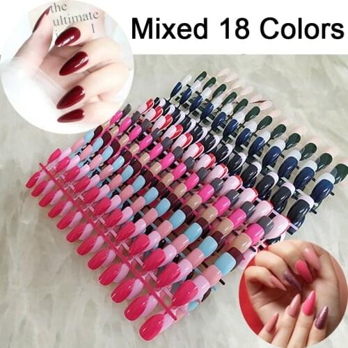 5 pcs Same Color Per Pack Or 18 Mixed Colors Per Pack 24 pcs/set 10 Sizes Short Almond Press On Full Cover False Nail Tips