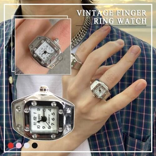 2021 New Individuality Vintage Punk Elastic Stretchy Quartz Watch Rings For Women Man Hip-hop Couple Accessories #WT