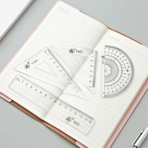 New plastic Ruler pp Protractor Students Maths Geometry Triangle Ruler Set Office School Supplies 4pcs/set