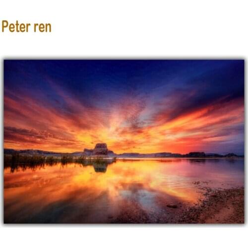Peter ren Diy diamond painting Cross stitch sunset glow 3d square Mosaic crystal resin rhinestone full pasted Diamond embroidery