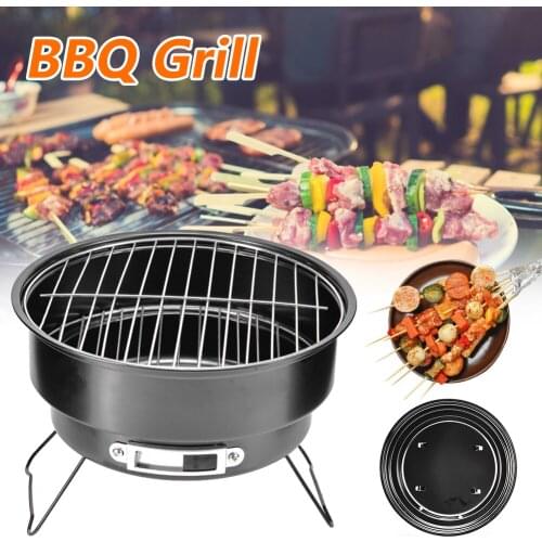 Portable Folding BBq Charcoal Grill Stainless Steel Barbecue Grill Barrel Stove Outdoor Camping Picnic Barbecue Accessories Tool