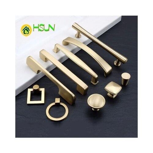 Pure Copper Handle Cupboard Wardrobe Doorknob Hand Golden Full Copper Handle Shoe Bookcase Gate Copper Solid Handle