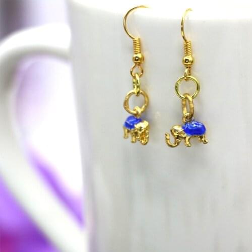 10*9mm gold-color elephant shape cloisonne delicate dangle earrings for women gifts enamel eardrop hot sale diy jewelry B3010