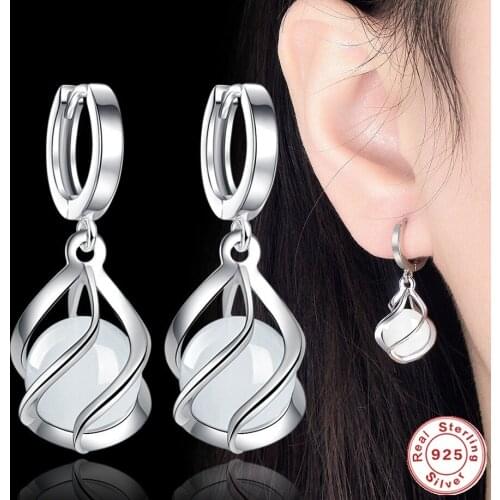 SHQIYAYI Natural Stone 925 Sterling Silver Drop Earrings Women Girls Korean Jewelry Retro National Style Anti Allergy 36
