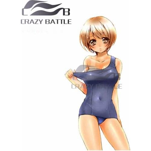 Crazy Battle 13 x 6.5cm One Piece Leather Brown Hair Fashion Car Stickers Vinyl Decal Occlusion Scratch Personality For JDM SUV