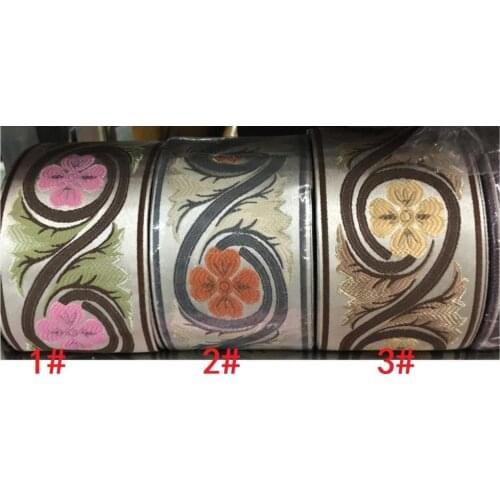 10yards/lot wide 8.8cm Woven Jacquard Ribbon Trims flowers design for clothing straps accessory LS-795