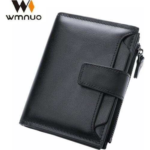 Wmnuo Brand Men Wallet Genuine Leather High Quality Cow Leather Coin Purse 2019 Fashion Card Holder Man Zipper Wallet Short Male