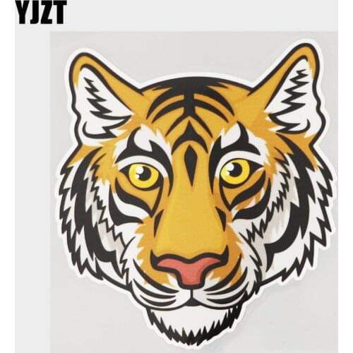 YJZT 12.3CM×13.9CM Tiger Head Mascot Team Sport Cartoon Car Sticker PVC Decal 11C-0331
