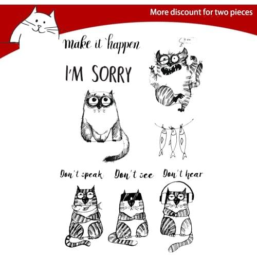 Funny Cat With Headphones Clear Stamps For Scrapbooking Card Making Photo Album Silicone Stamp DIY Decorative Crafts