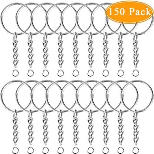 150Pcs Split Key Chain Rings with Chain and Jump Rings Bulk (25mm) for DIY Crafts Jewelry Findings Accessories