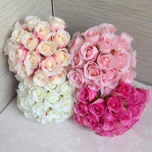 18 Heads Silk Flower Bouquet Rosebud Artificial Flowers for Floral Arrangement Home Wedding Decoration Table Center Pieces