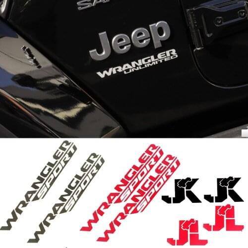 2pcs JDM Stickers Engine Hood Fender Side Letter Character Decal Vinyl Sticker for Jeep Wrangler Rubicon TJ JK CJ TJ YK JL XJ