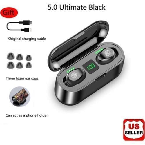 2019 Bluetooth Earphone V5.0 F9 TWS Wireless Bluetooth Headphone LED Display With 2000mAh Power Bank Headset With Microphone