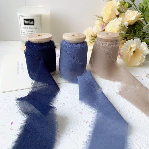 3rolls/set 35mmX5m/roll ins style Soft Chiffon Frayed Edged ribbon wedding bouquet streamers photography styling, gift wrapping