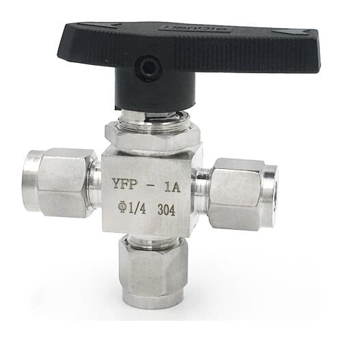 304 Stainless Steel 3mm 4mm 6mm 8mm 10mm 12mm 14mm Double Ferrule Tube Pipe Fitting Three 3 Way High Pressure Ball Valve