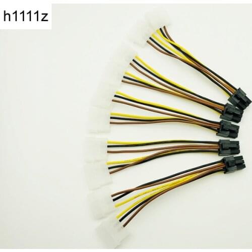 5PCS SATA Power Cable PCI-E 6Pin Female to Molex 4pin x2 Splitter Power PCI Express Extension Cables 15CM for BTC Miner Mining