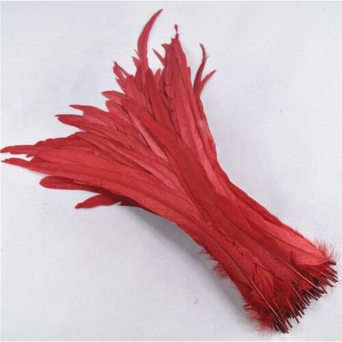 50pcs Red Rooster Feather Natural Rooster Coque Tail Feathers for Crafts 35-40CM Feathers for Clothes Plumas Carnaval Feathers