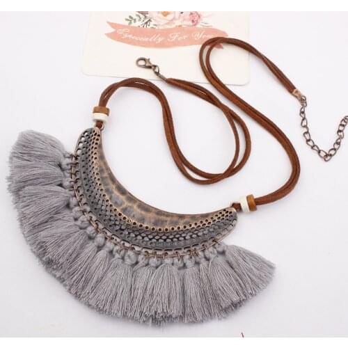 Bohemia Tassel Necklace For Women Big Ethnic Long Rope Chain Fringe Choker Statement Necklace Boho Vintage Punk Fashion Jewelry