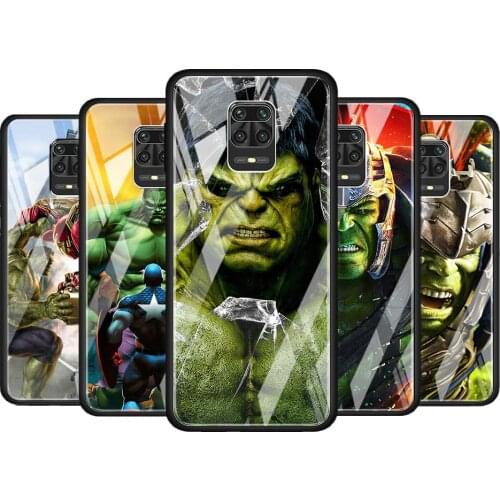 Hulk marvel hero for Xiaomi Redmi Note 10 Pro Max 10S 9T 9S 9 8T 8 7 Pro 5G Luxury Tempered Glass Phone Case Cover