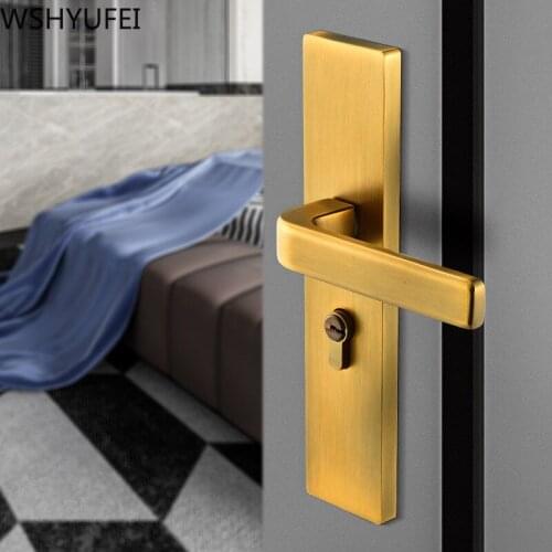Indoor Silent Room Door Lock Fashion Zinc Alloy Door Handle Lock Luxury Anti-theft Door Lock Furniture Hardware Accessories