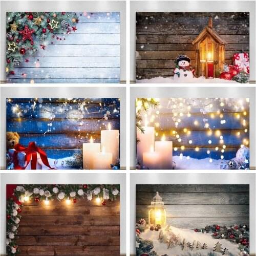 Laeacco Photography Backgrounds Christmas Photozone Wooden Board Pine Branches Stars Bokeh Photo Backdrops Baby Photophone Props