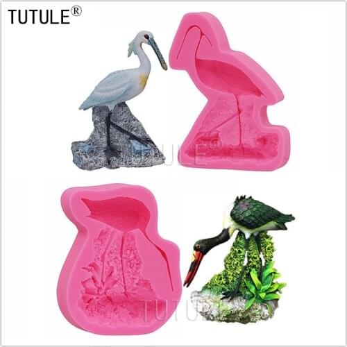Gadgets,3d Silicone Mold food grade crane Stork heron bird wildlife candy mold,Highly Detailed Red-Crowned Crane Mold