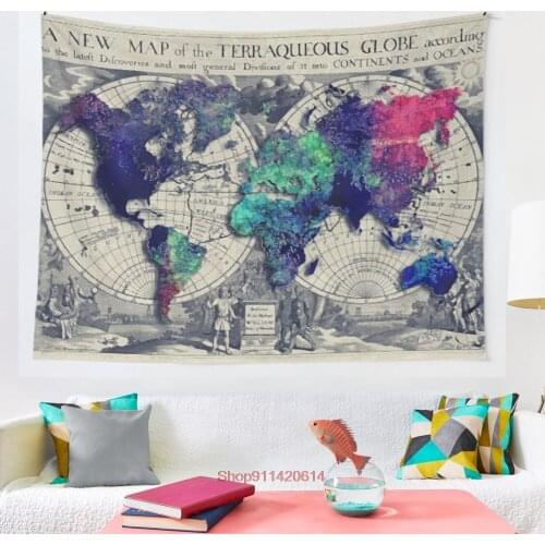 Map of the world map worldmap tapestry witchcraft tapestry Bohemian decoration home decoration Hippie