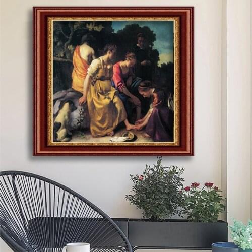 Johannes Vermeer Canvas Oil Painting Prints Poster Diana and Her Companions Wall Art Picture living Bedroom Room Home Decoration