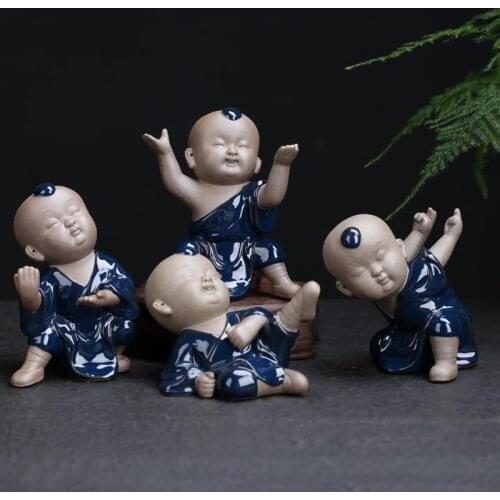 Chinese Style Tea Pet Kung Fu Ceramic Statue Cute Monk Tea Ceremony Decor Crafts Teaware Accessories Sculpture Souvenir Boutique