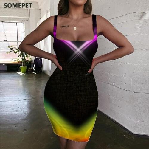 SOMEPET Colorful Dress Women Love Bodycon Dress Graphics Ladies Dresses Psychedelic Vestido Sexy Womens Clothing Party Vintage