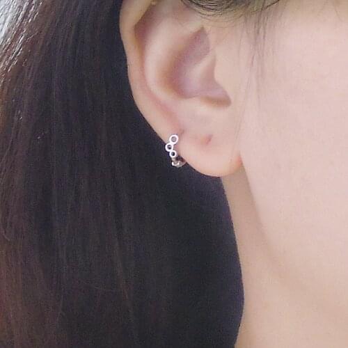 Circle triangle square ear ring 925 sterling silver earring simple ear bone ear buckle personality wild trend boy girl ear jewer