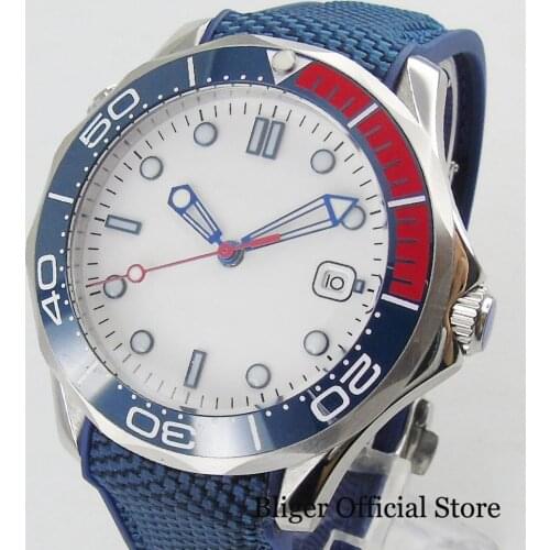 BLIGER 41mm Self-Widning Mens Watch With Sapphire Glass Sterile Dial Rubber Strap Sport Style