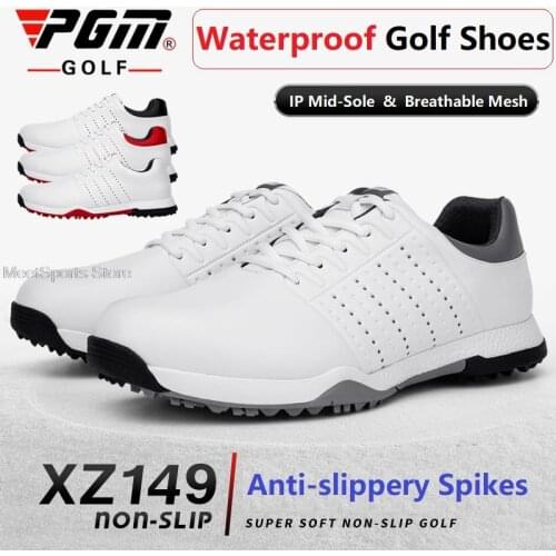 Microfiber Leather Pgm MenS Sneakers Sports Golf Shoes Men Waterproof Non-Slip Sneakers Breathable Mesh Golf Training Shoes