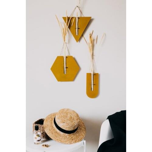 Pcs Set Set Decorative Metal Vase 3 Color Gold Black White Wall Hang Tab Vase Different Design Stylish Modern Flower Plant holder