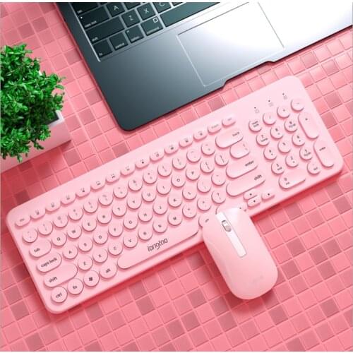 Wireless keyboard and mouse set girl cute pink punk keyboard suitable for desktop computer notebook office