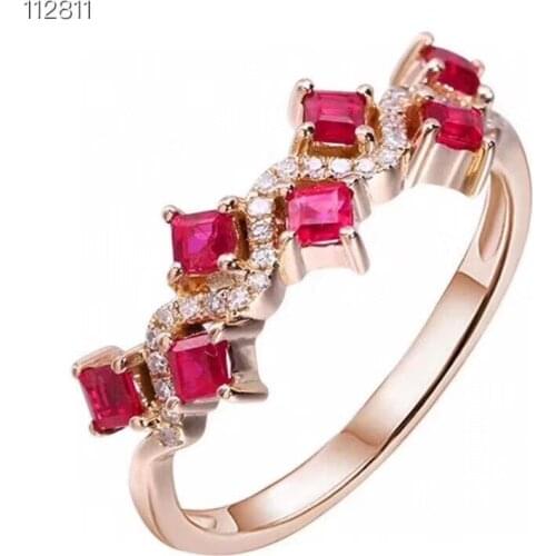 Natural Red Ruby Ring Natural Gemstone Ring S925 Silver Small Lovely Delicate Symmetric Women Girl Gift Wedding Fine Jewelry