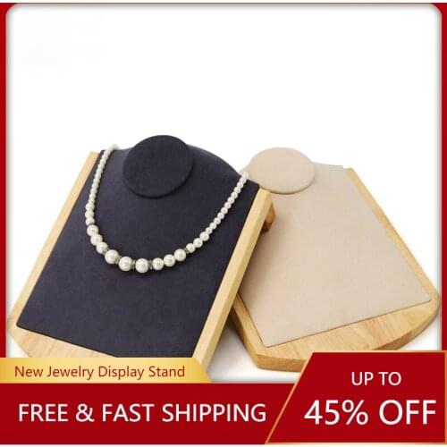 New Picture of Solid Wood Microfiber Neck Model Necklace Necklace Pendant Display Support Jewelry Props
