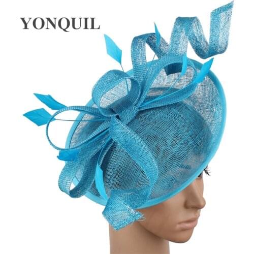 Formal Women Wedding Chuch Hat Bride Mariage Chapeau Ladies Party Occasion Derby Fascinator Sinamay Hat With Headband Accessory