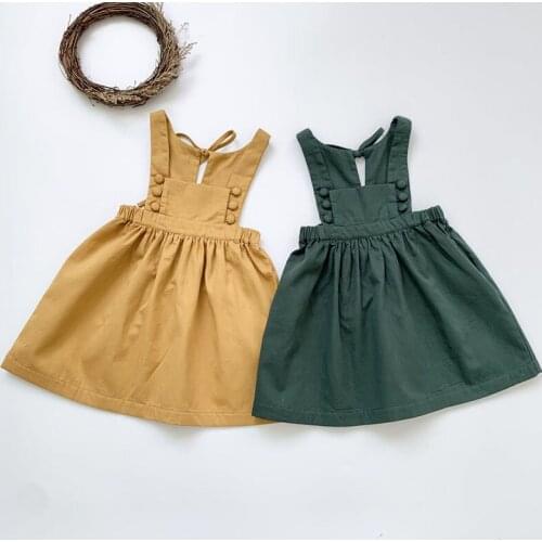 Autumn Kids Baby Girls Cotton Dresses For Girls Dresses Winter Kids Girl Dress Braces Girls Pure Color Dress